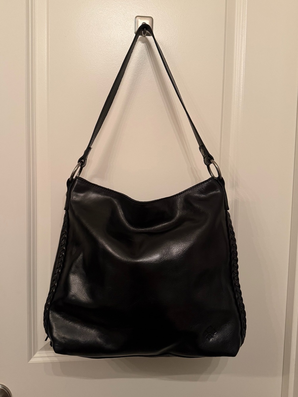 Patricia Nash Black Leather Hobo Shoulder Bag